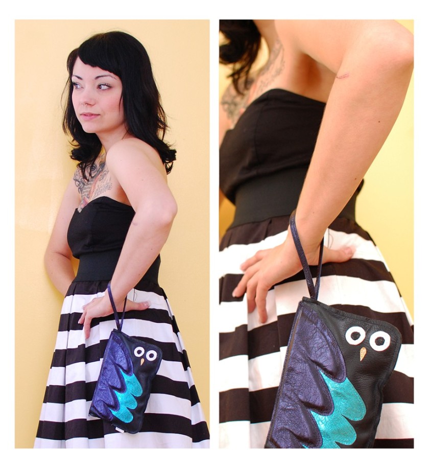 Who-Who Navy and Teal Owl Zip Pouch